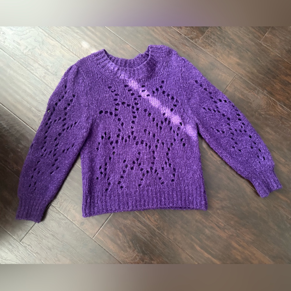 Isabel Marant Purple Crew Neck Sweater with Intricate Lace Design